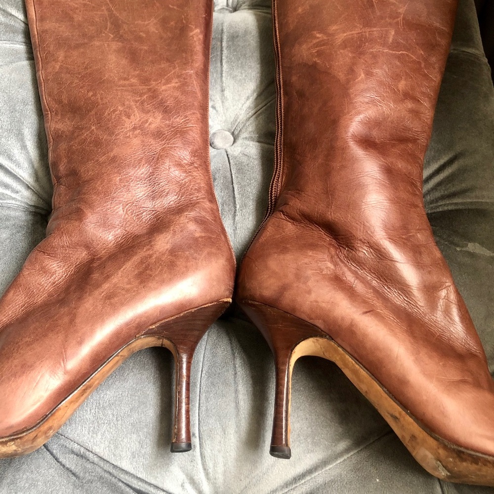 Jimmy Choo Dark Brown Leather Knee-High Stiletto Boots, Size 38 - Picture 6 of 7